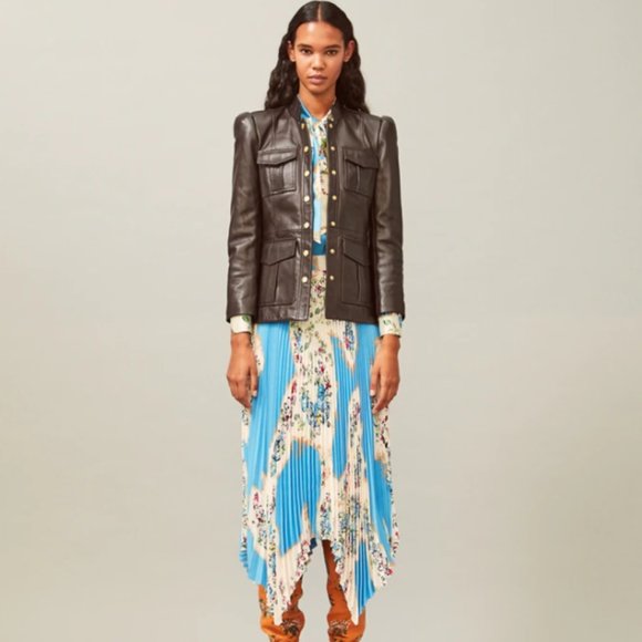 Tory Burch LEATHER SARGENT PEPPER JACKET size 6 - Picture 3 of 9